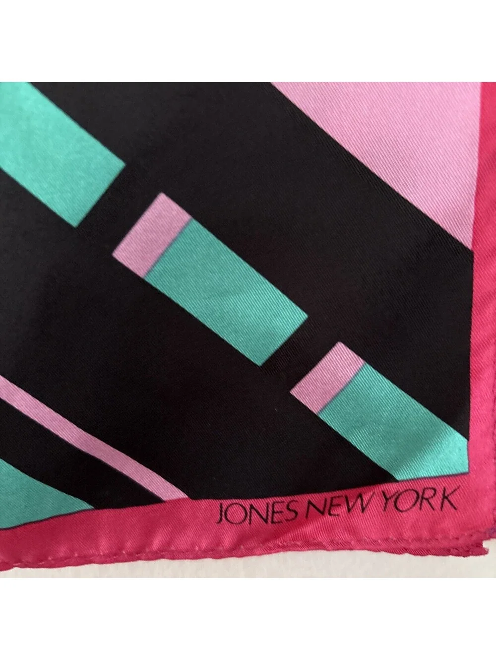 Jones New York Signed Scarf Colorful Striped Colorblock Print  10x52 Rectangle